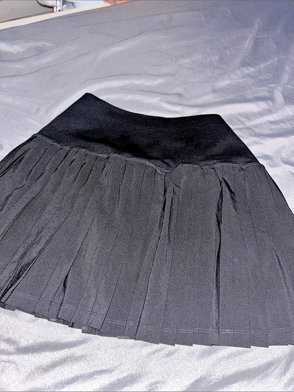 Pleated Mini Skirt in Black Like New